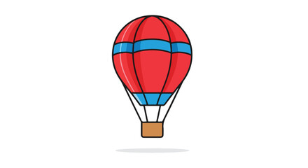 Naklejka premium Vivid red air balloon illustration floating with blue accents against a plain backdrop illustration