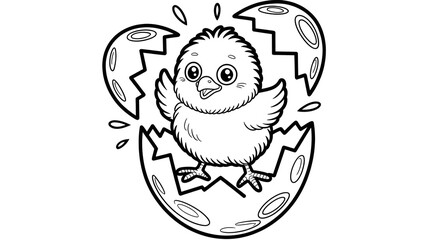 funny cartoon chick came out from an egg