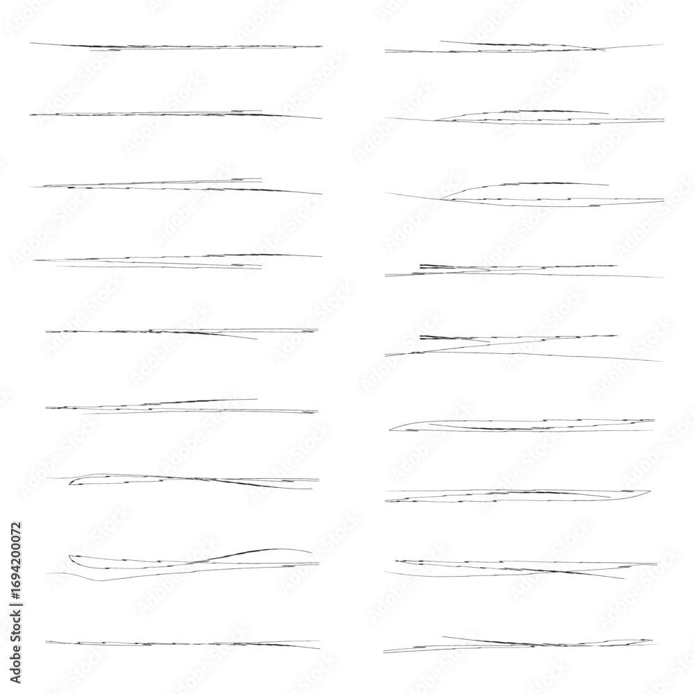 Poster Brush stroke vector set hand drawn underlines strikethrough doodle lines calligraphic ink stroke set isolated on transparent background sketch marker style emphasis ink pen scribble art 