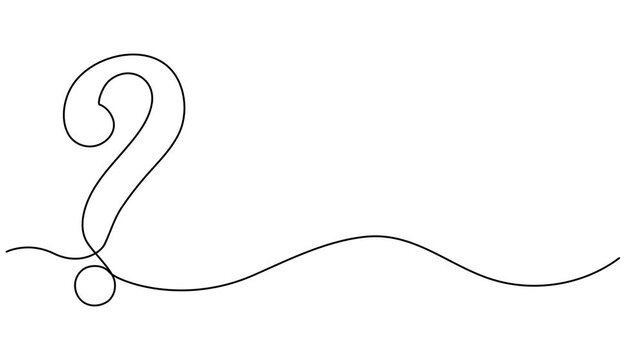 Question mark one line art animation, hand drawn asking sign, Question mark continuous one line drawing animated video, Self drawing line animation question mark continuous line drawn concept video.