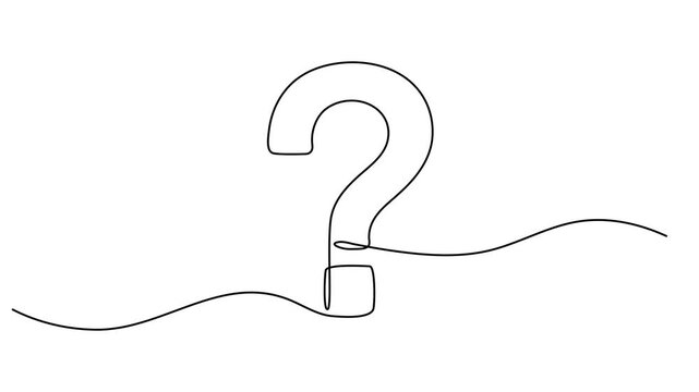 Question mark one line art animation, hand drawn asking sign, Question mark continuous one line drawing animated video, Self drawing line animation question mark continuous line drawn concept video.