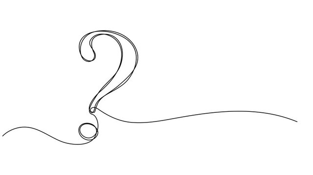 Question mark one line art animation, hand drawn asking sign, Question mark continuous one line drawing animated video, Self drawing line animation question mark continuous line drawn concept video.