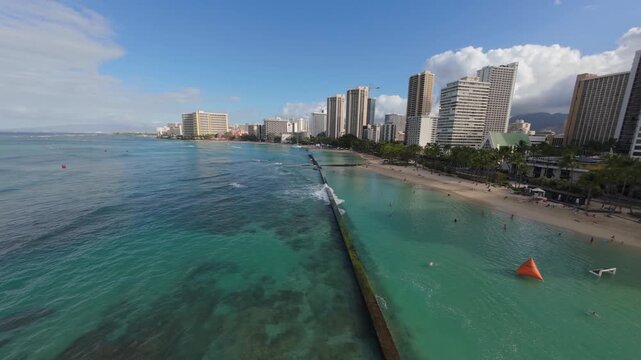 Video aereo di Waikiki Beach, Hawai'i, Ohau, USA