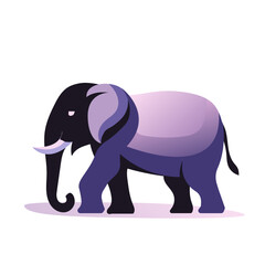 Flat design purple elephant animal avatar logo without background