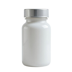 White Glass Medicine Bottle with Cap &ndash; Minimalist Blank PNG Isolated