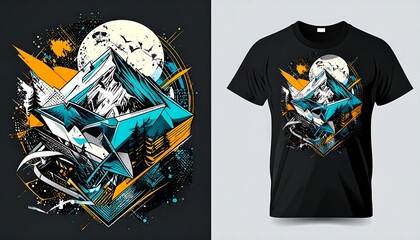 Abstract mountain graphic tee design (1)