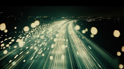 Nighttime highway visual symphony: An abstract long exposure capture of a bustling roadway