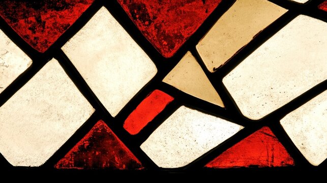 Abstract composition of geometric shapes with bold colors and contrasting textures detail