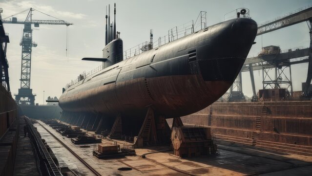 Submarine in dry dock