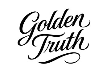 Golden Truth elegant calligraphy lettering smooth curves balanced composition clear readable letters consistent style none diagonal decorative composition clean white background vector look.