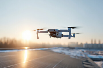 drone performs thermal inspection of house rooftop detecting heat leaks and assessing solar panels