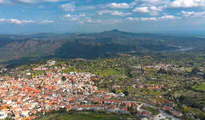 Pano Lefkara in Cyprus showing traditional architecture and surrounding landscape