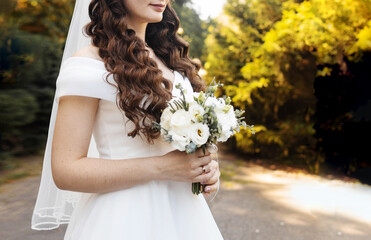 Happy young bride and groom on their wedding day. Wedding couple - new family! wedding dress....