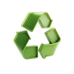 Glossy Green 3D Recycle Symbol Icon for Environmental Conservation