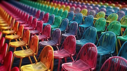 Fototapeta premium Colorful chairs in a vast array