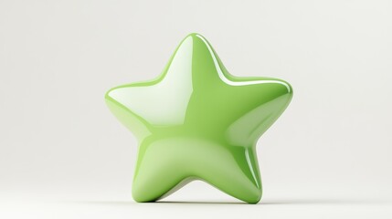 Obraz premium 3D Cartoon Green Star Icon. Winner Award Concept