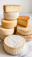 Assortment of Round Cheeses Stacked