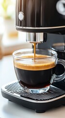 Fototapeta premium Professional home coffee machine on kitchen counter, modern appliance, sleek design