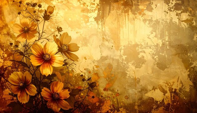Autumn floral textured background - Powered by Adobe