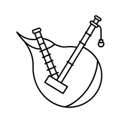 Obraz premium Bagpipe Outline On White Background Illustration