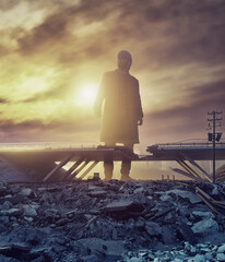 Dramatic Sunset Silhouette Figure