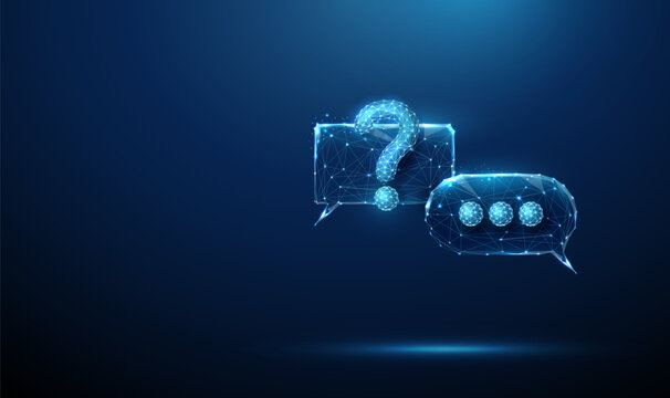 Speech bubbles with question mark and ellipsis. Conversation, inquiry, clarification, problem-solving, chatbot interaction, technical support concept.