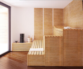 Minimalist Wooden Sauna Interior