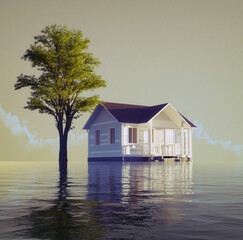 House Water Reflection Serenity