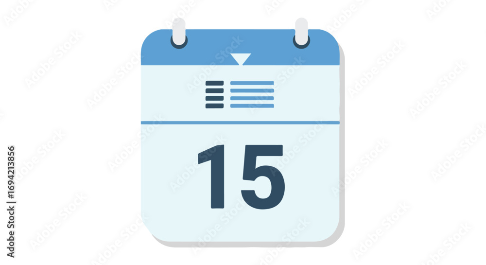 Wall mural stylized calendar icon displaying the fifteenth day of the month for scheduling or planning activiti