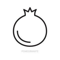 Pomegranate line icon. Fruit symbol. Food concept. Isolated on a white background. Flat design. Editable stroke. Vector illustration.