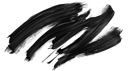 Bold black brush strokes spread dynamically across a white canvas, symbolizing raw creativity, minimalism, artistic freedom, abstract expression, and the powerful contrast of simplicity meeting intens