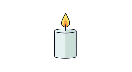 Minimalist illustration of a lit candle, creating a sense of warmth and serenity through its gentle flickering light