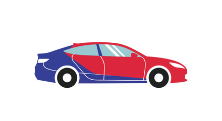 Fototapeta premium Sleek automotive silhouette with a dynamic bi-color finish displaying bold lines and modern design for eye-catching visual representation