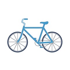 Obraz premium Simple, outlined illustration of a light-blue bicycle against a plain white background.
