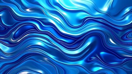 Obraz premium Abstract tech background with flowing liquid metal texture in blue and silver tones.
