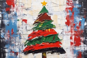 Fototapeta premium Christmas tree art abstract painting.