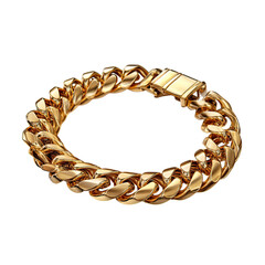 Obraz premium Realistic Shiny Gold Cuban Link Chain Bracelet Isolated on Black Background