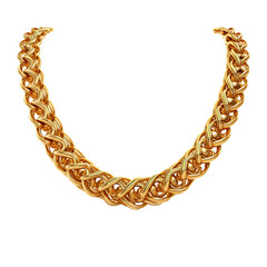 Obraz premium Realistic Gold Braided Necklace on Black Background - Luxury Jewelry Item