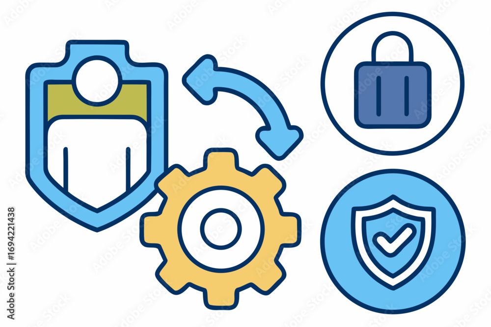 Aufkleber conceptual illustration of secure data processing and protection systems with user privacy and opera