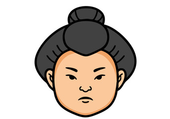 Chonmage style icon - stylized portrait of a stern Japanese wrestler Bold lines and a focused expression create a strong graphic design element Ideal for digital icons and illustrations