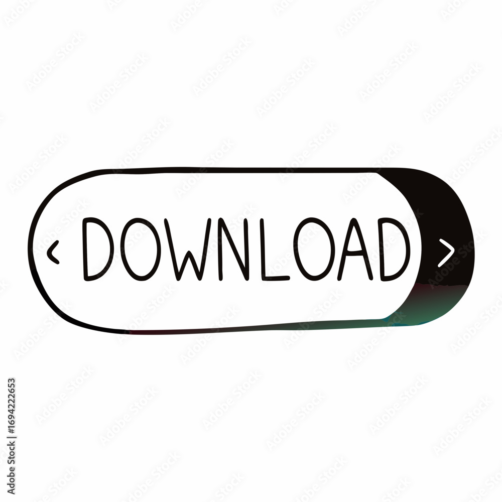 Poster Simple hand drawn doodle style download button with text and arrow icons on a white background