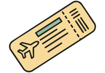 A stylized flight ticket icon. Clean, modern design with a pastel green background. Perfect for travel, aviation, or digital concepts. Simple and visually appealing.