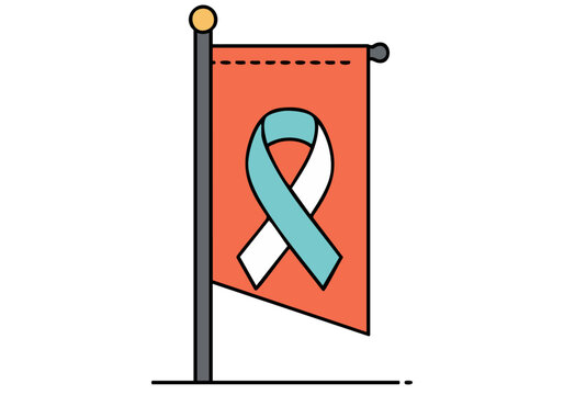 A vibrant flag displays a teal ribbon symbolizing FASD Awareness Day. Clean, modern design suitable for commercial use. Bold colors and clear composition.