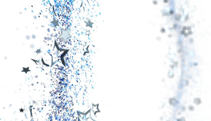 Glimmering blue stars and sparkles on white. Perfect for celebratory designs, invitations, or festive backgrounds. Add a touch of magic!