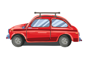 Retro car red on white background.