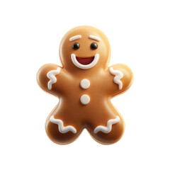 Obraz premium Classic 3D Gingerbread Cookie Emoji Icon with White Icing Smile and Buttons