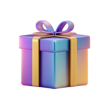 Stylish 3D Stylized Gift Box Icon with Smooth Gradient Colors