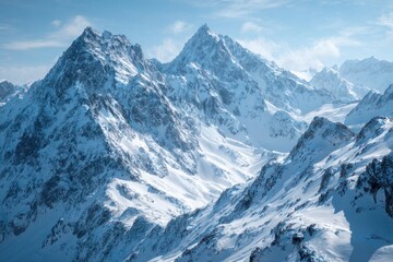 Majestic Snow-Covered Mountain Peaks