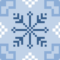 Pixel, Pastel Geometric Floral Tile Seamless Pattern for carpet, print, wrap, decorative, illustration, Fabric, Wallpaper, Ceramics. 
