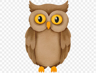 Watercolor brown owl spooky enchanted Halloween night illustration Vector.
